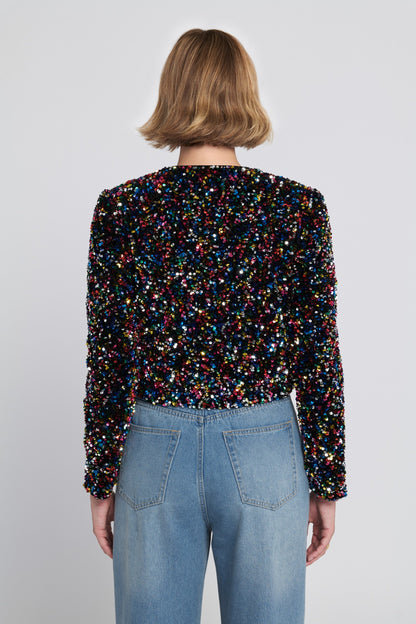 Sequin Cropped Jacket