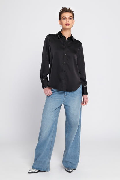 Sparkle Trim Satin Shirt