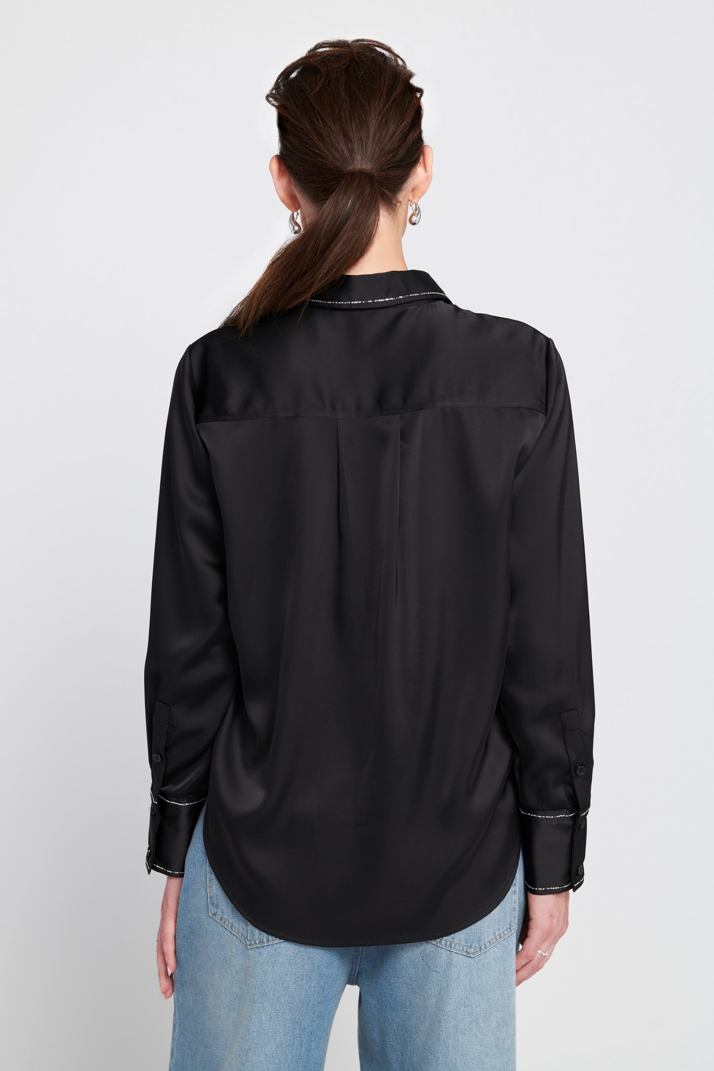 Sparkle Trim Satin Shirt