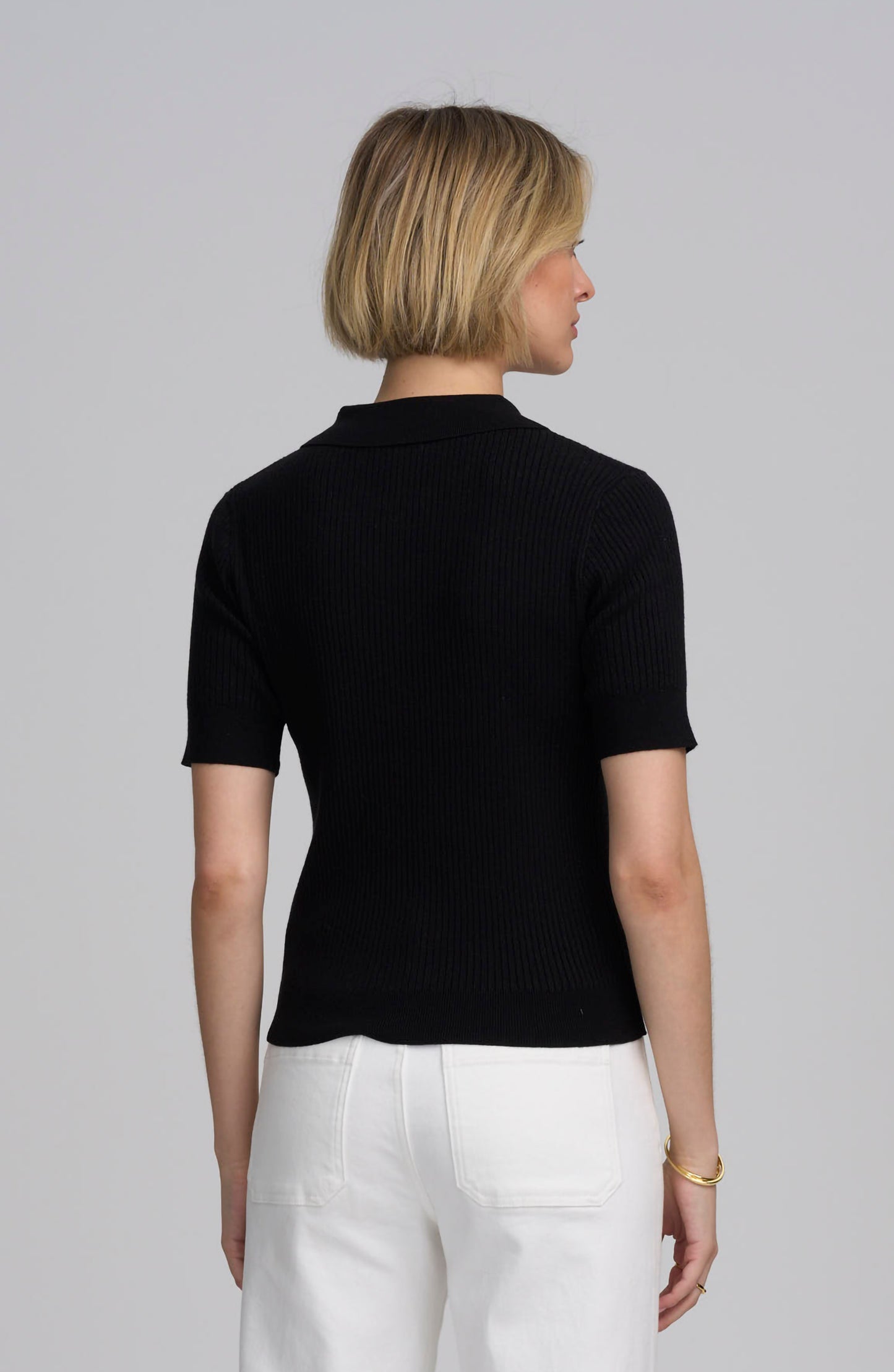 Fine Gauge Ribbed Short Sleeve Henley