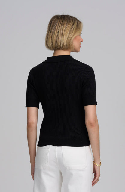 Fine Gauge Ribbed Short Sleeve Henley