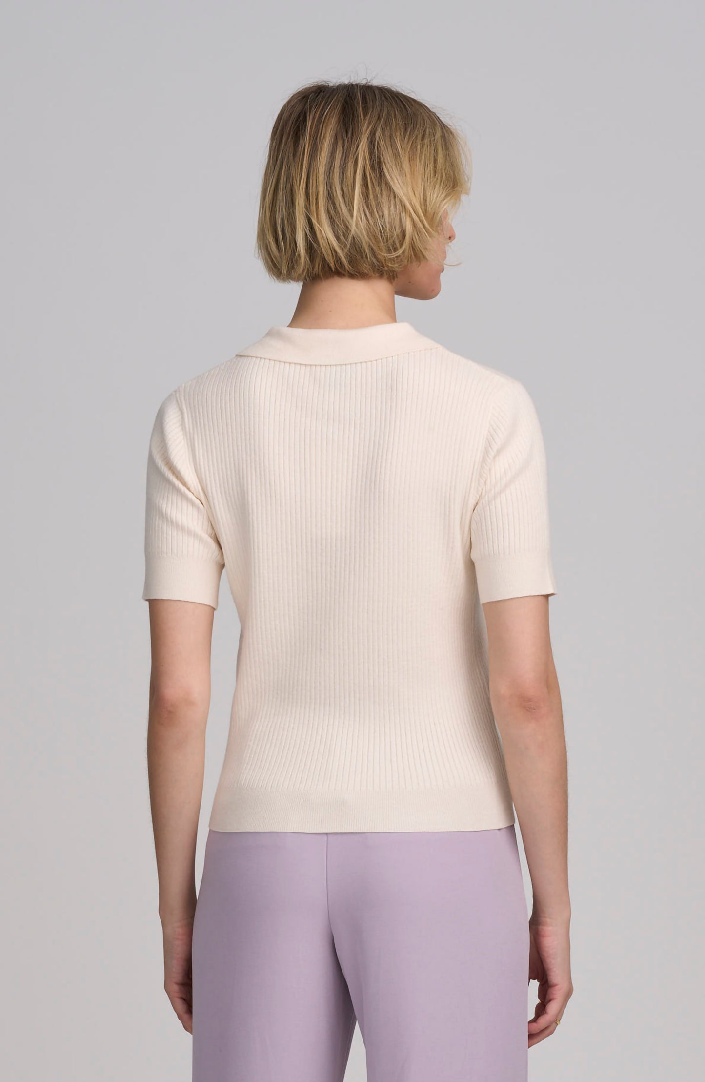 Fine Gauge Ribbed Short Sleeve Henley