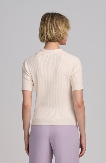 Fine Gauge Ribbed Short Sleeve Henley