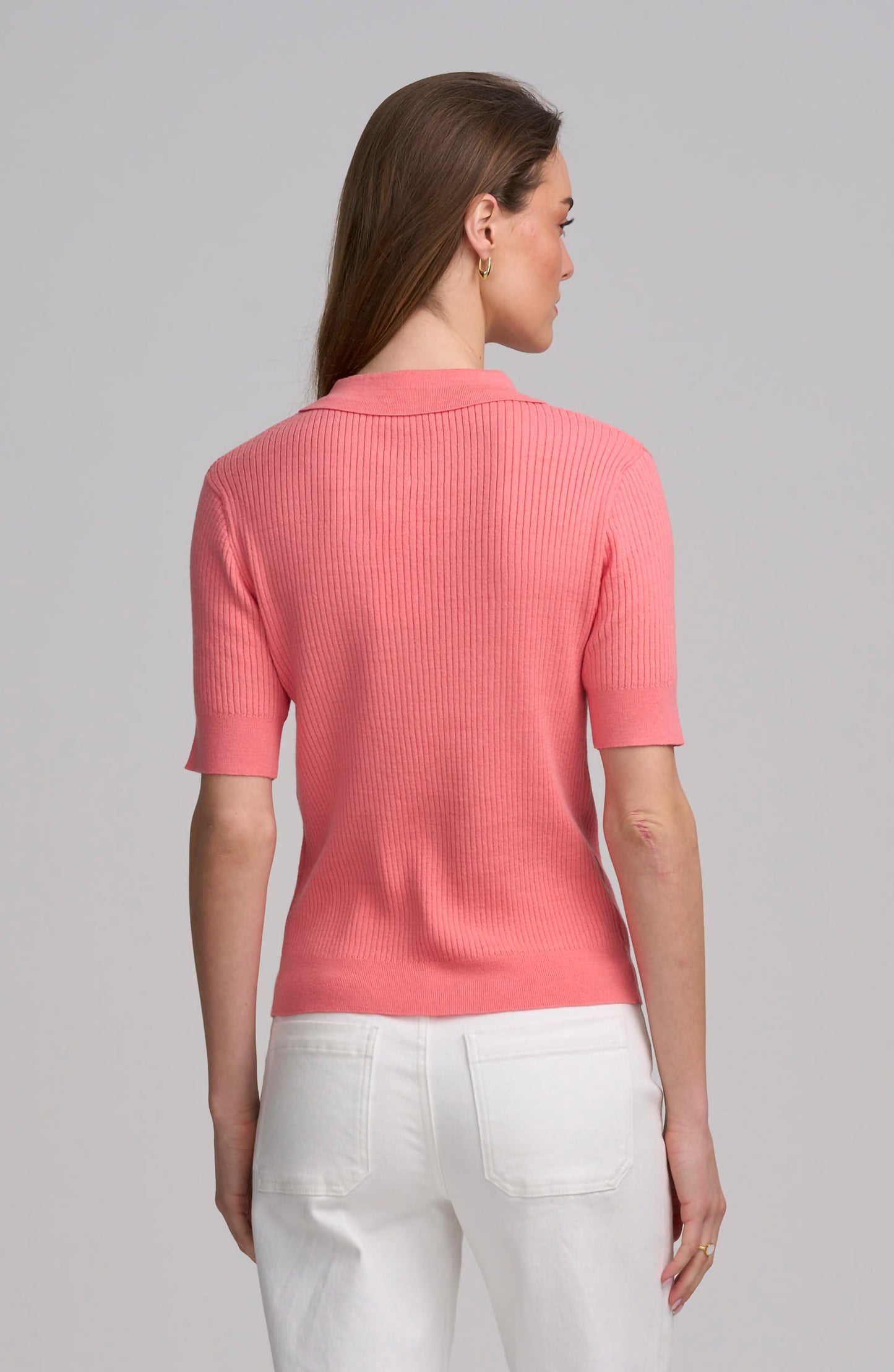 Fine Gauge Ribbed Short Sleeve Henley