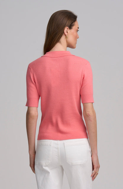 Fine Gauge Ribbed Short Sleeve Henley