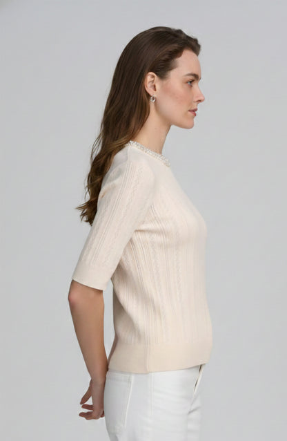 Fine Gauge Embellished Neck Top