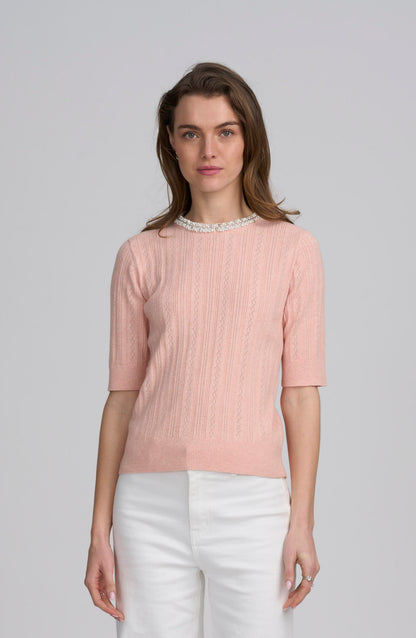 Fine Gauge Embellished Neck Top