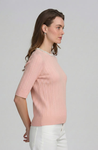 Fine Gauge Embellished Neck Top