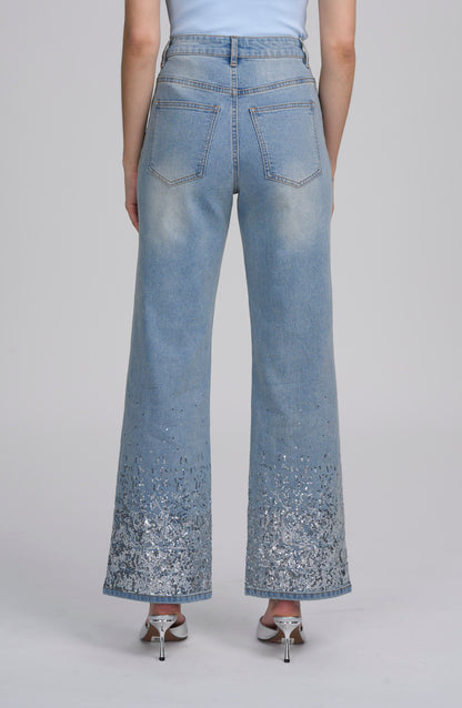 Sequin Spray Hem Jean