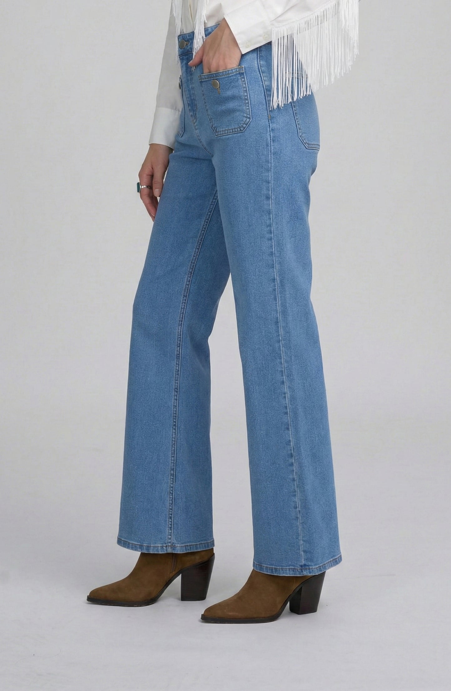 Patch Pocket Wide Leg Jean