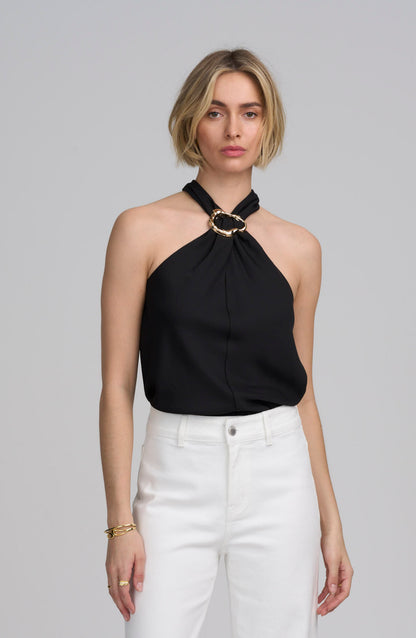 Woven Halter Hardware Top