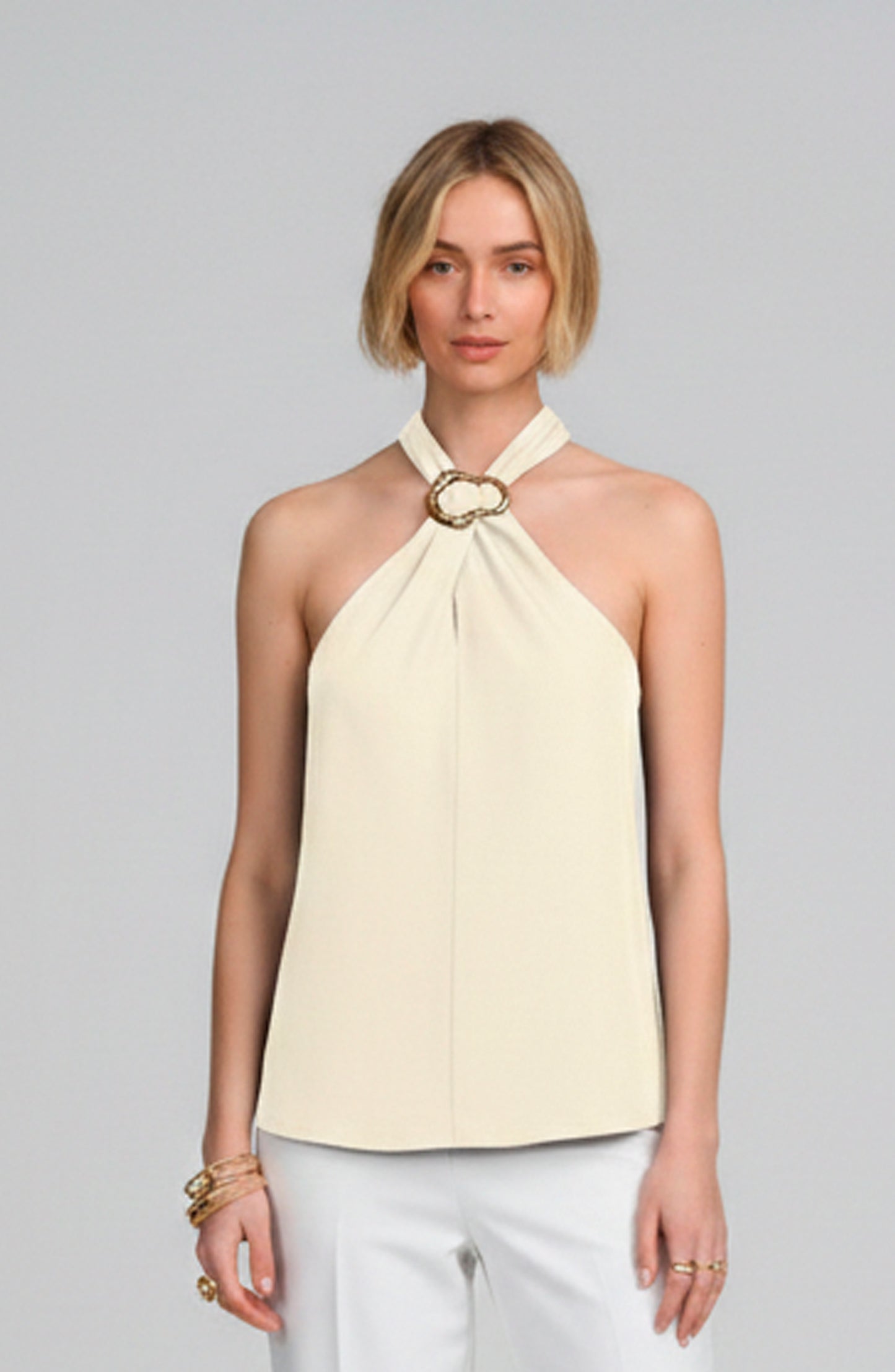 Woven Halter Hardware Top