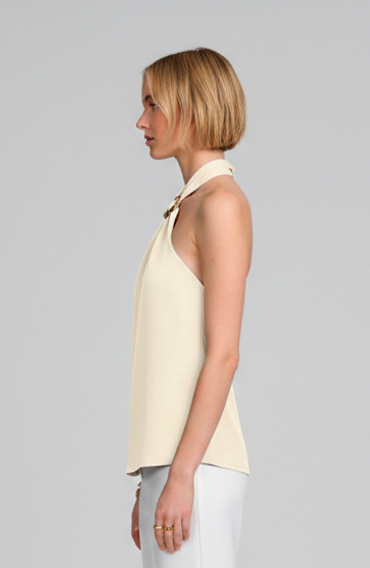 Woven Halter Hardware Top