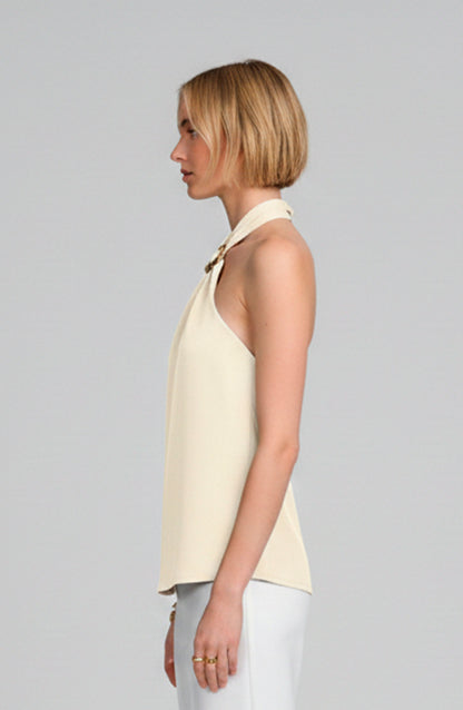 Woven Halter Hardware Top