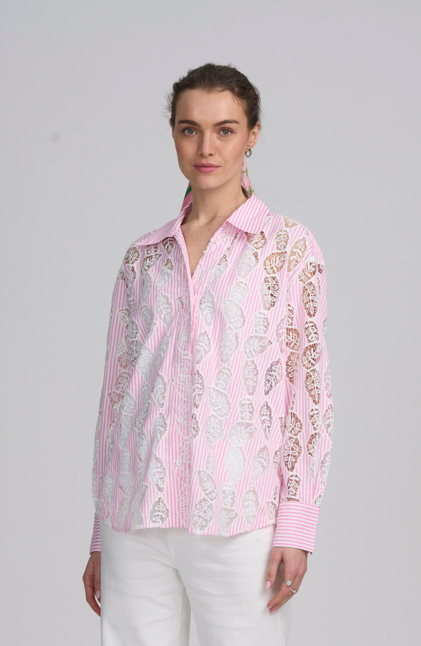 Lace Striped Shirt