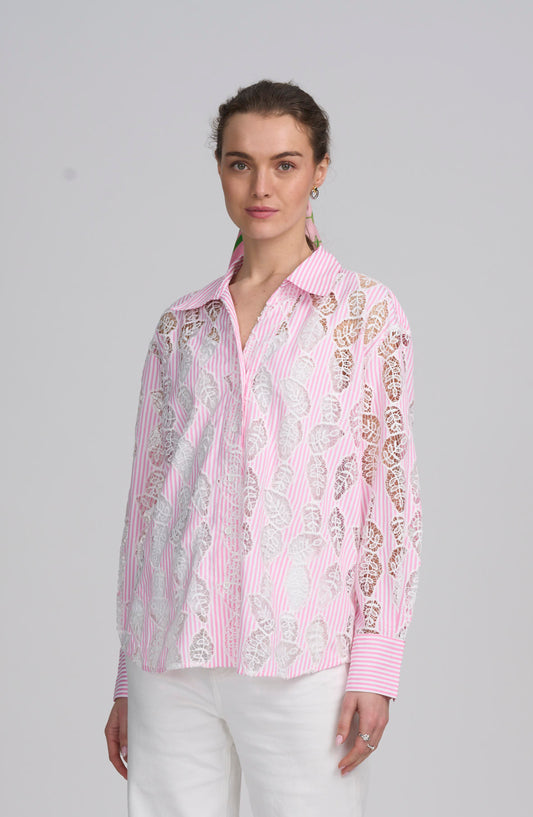Lace Striped Shirt