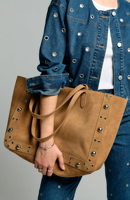 Suede Grommet Tote