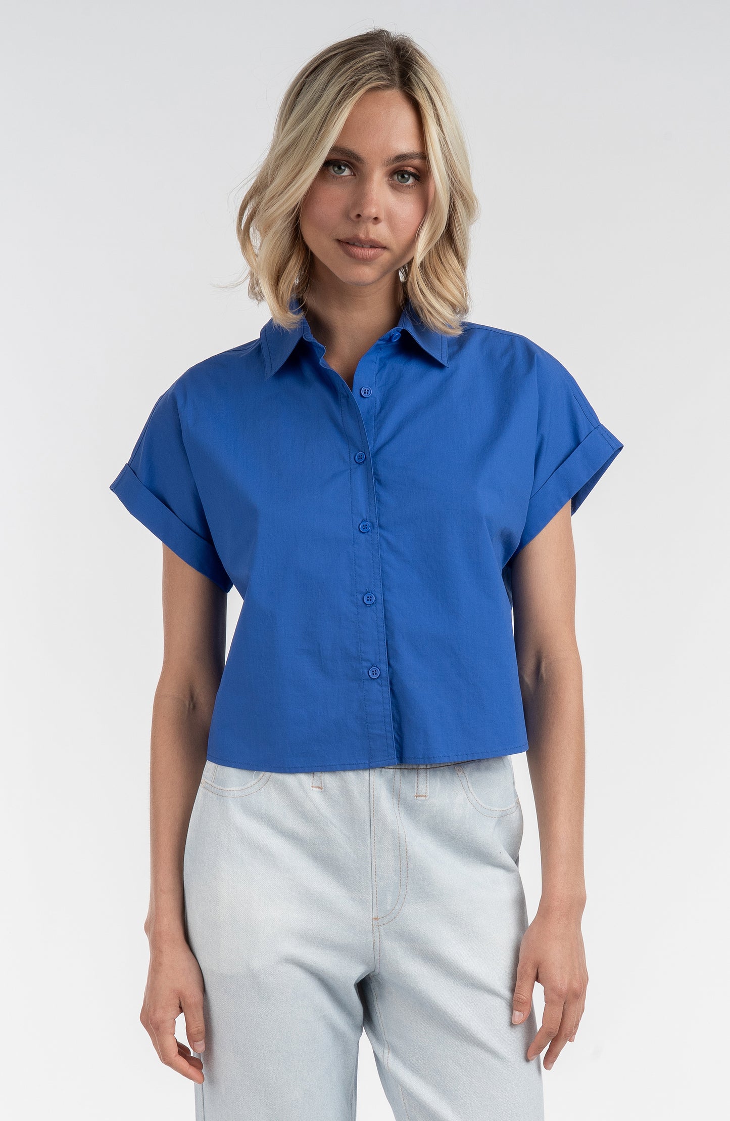 Boxy Short Sleeve Poplin Shirt