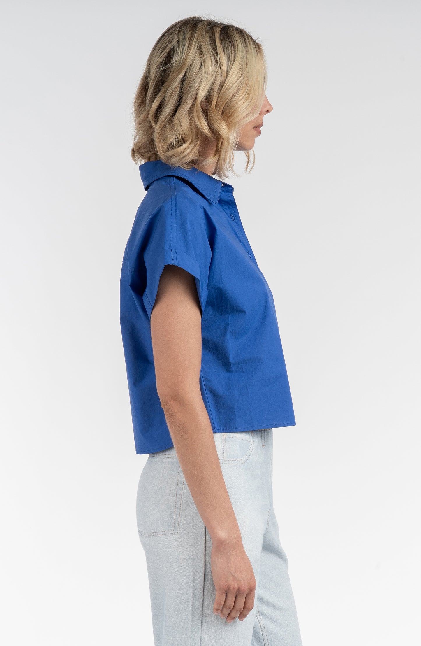 Boxy Short Sleeve Poplin Shirt