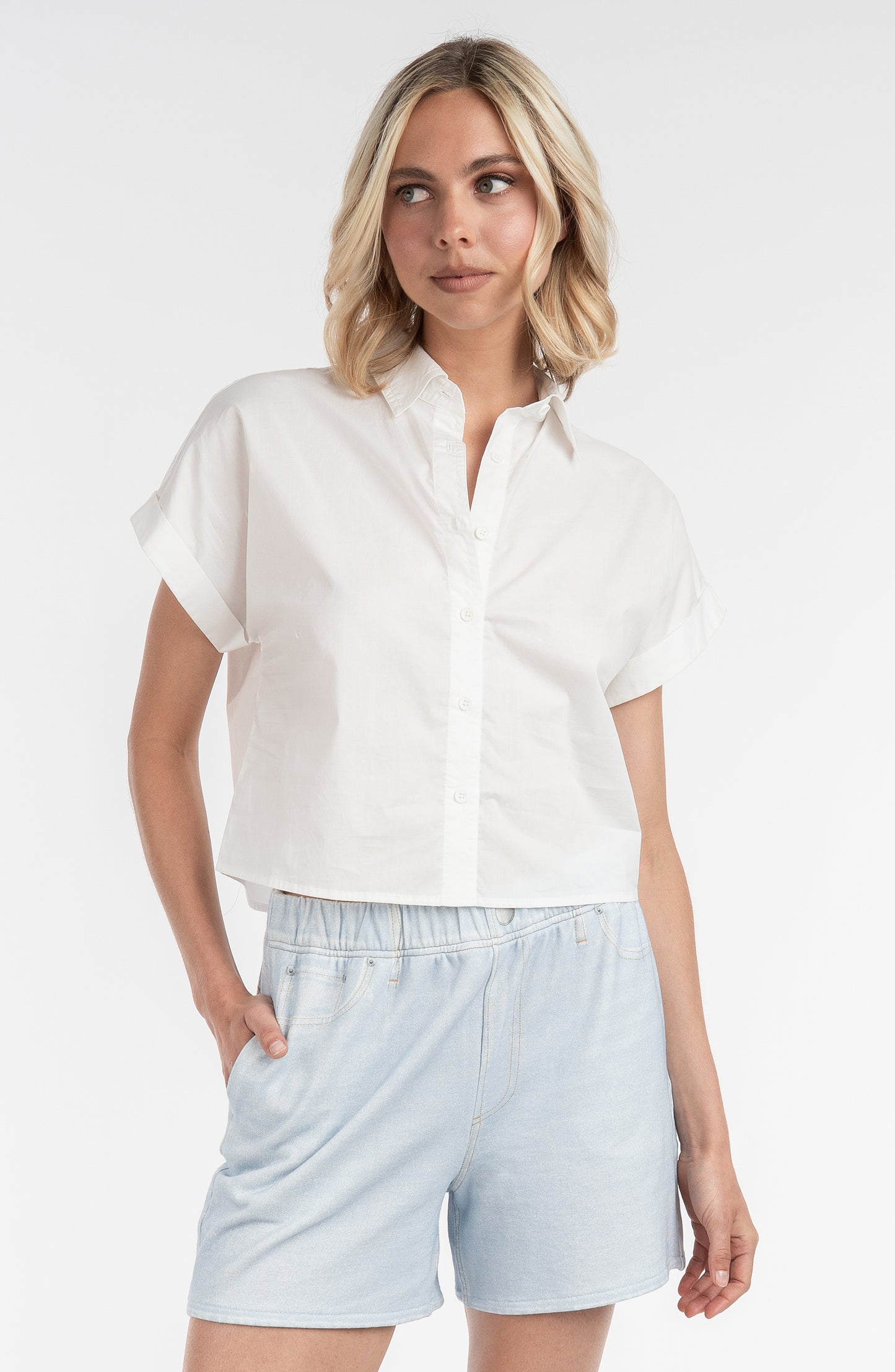 Boxy Short Sleeve Poplin Shirt