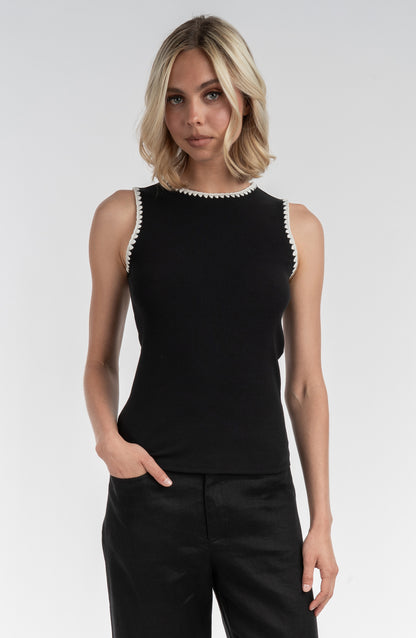 Contrast Embroidered Tank