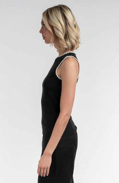 Contrast Embroidered Tank