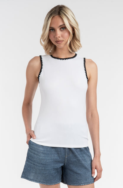 Contrast Embroidered Tank
