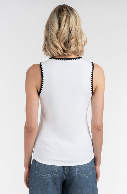 Contrast Embroidered Tank