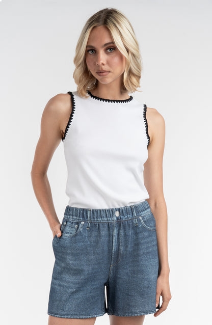 Contrast Embroidered Tank