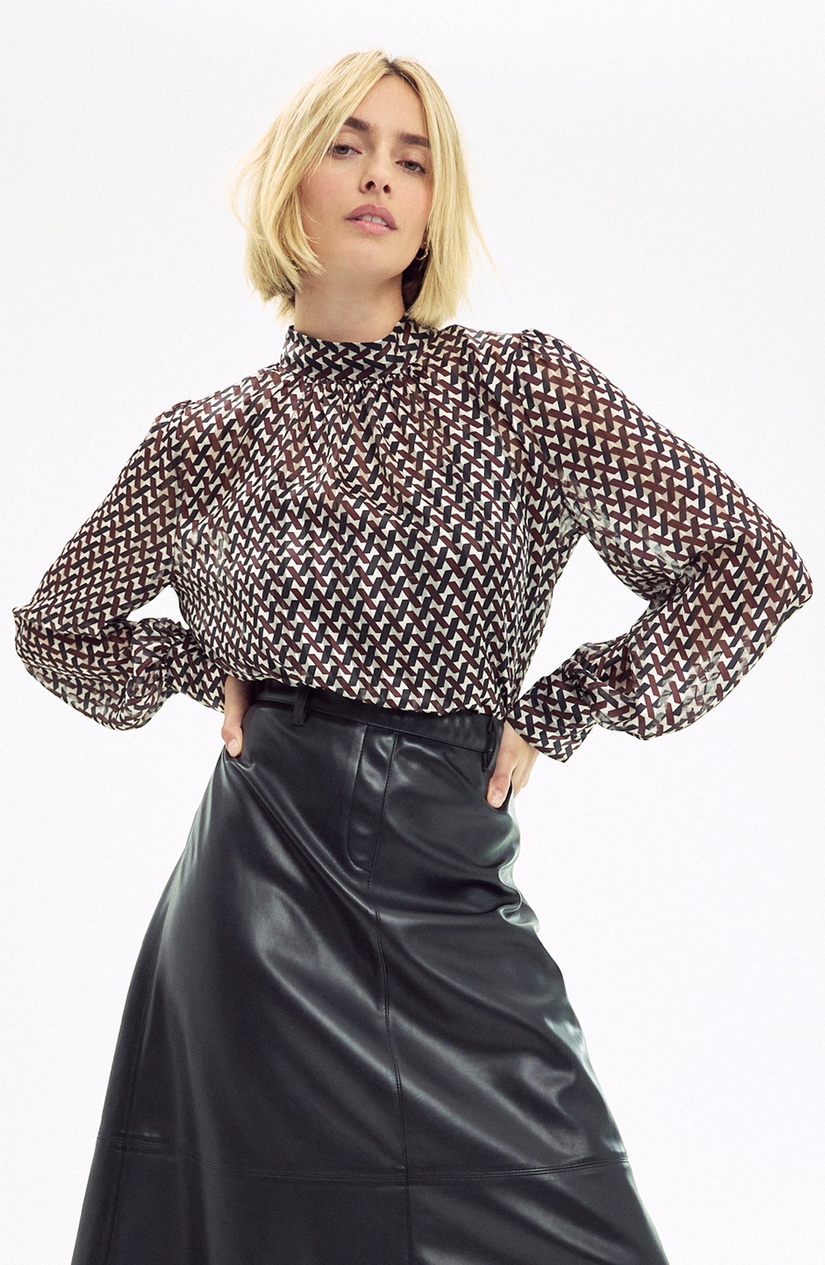 Longsleeve Mock Neck Blouse