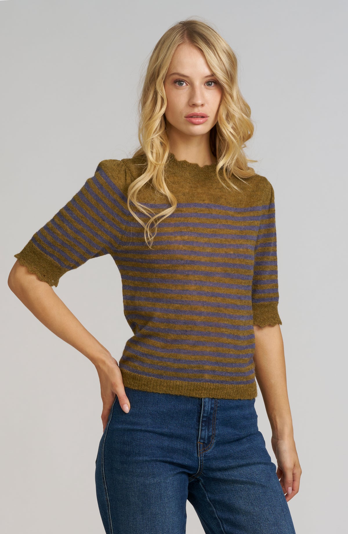 Striped Pointelle Sweater