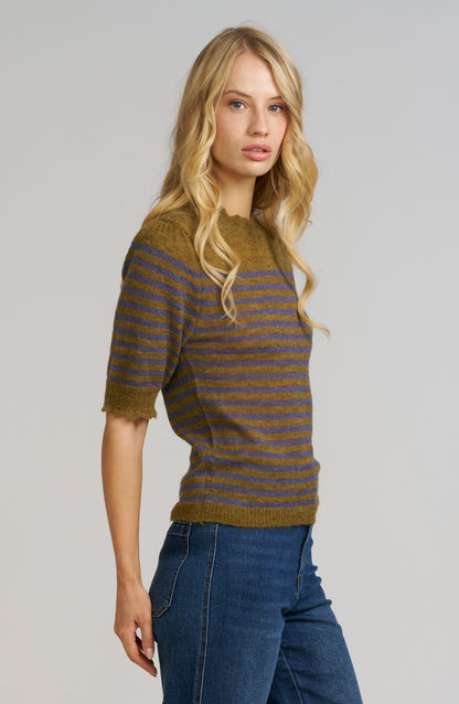 Striped Pointelle Sweater