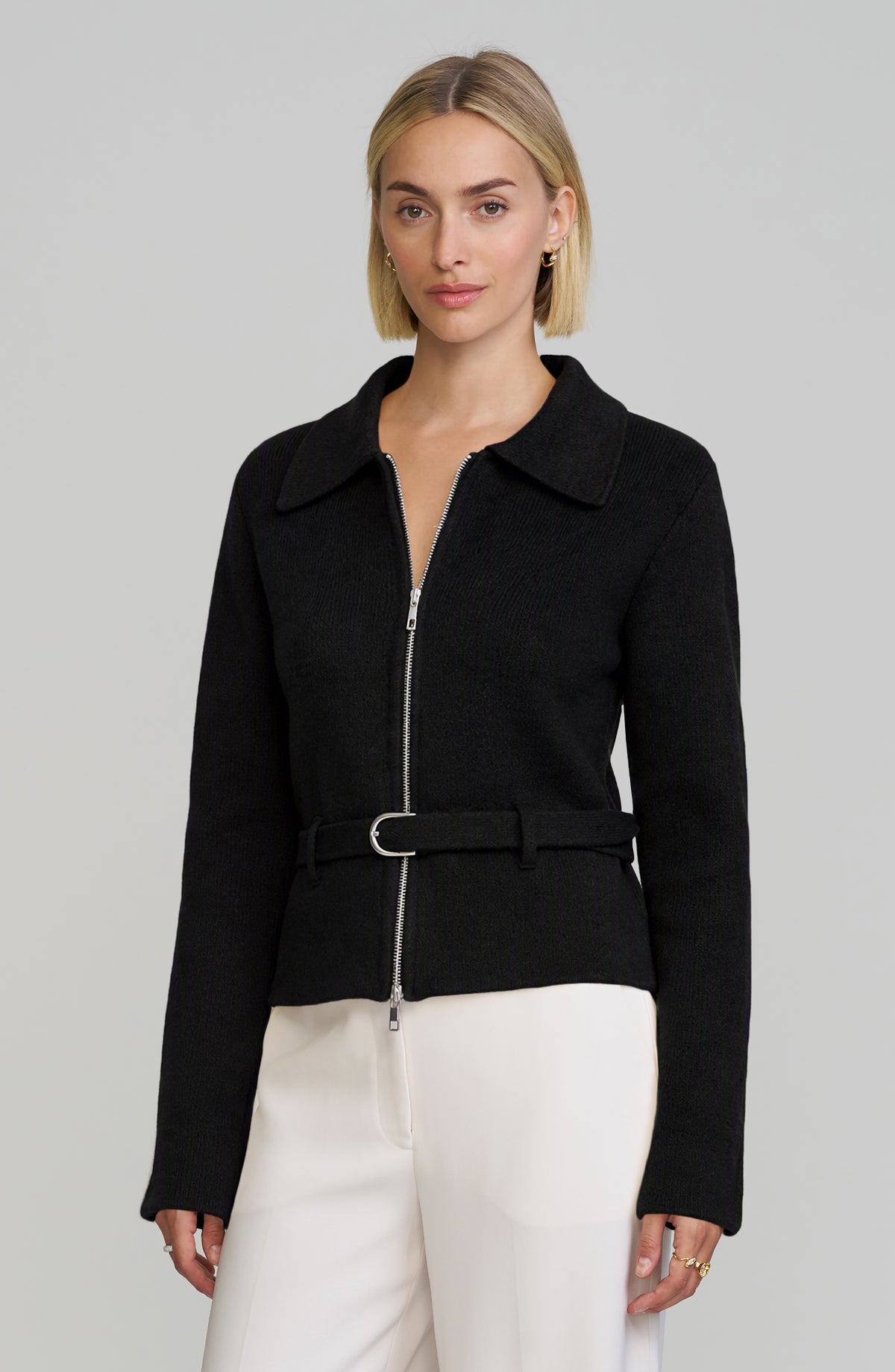 Belted Zip Sweater