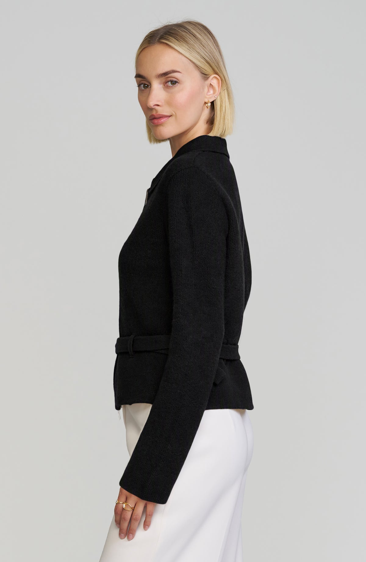 Belted Zip Sweater