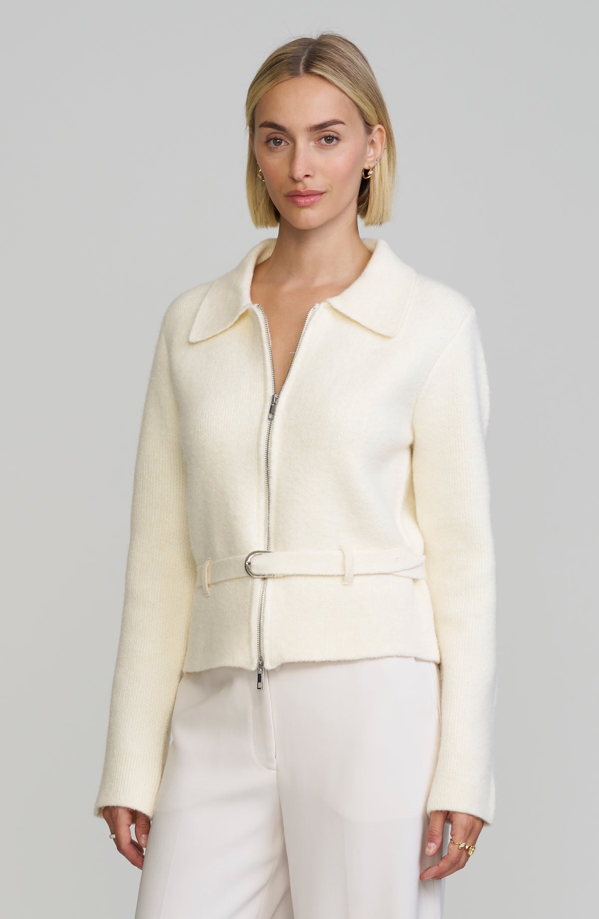 Belted Zip Sweater