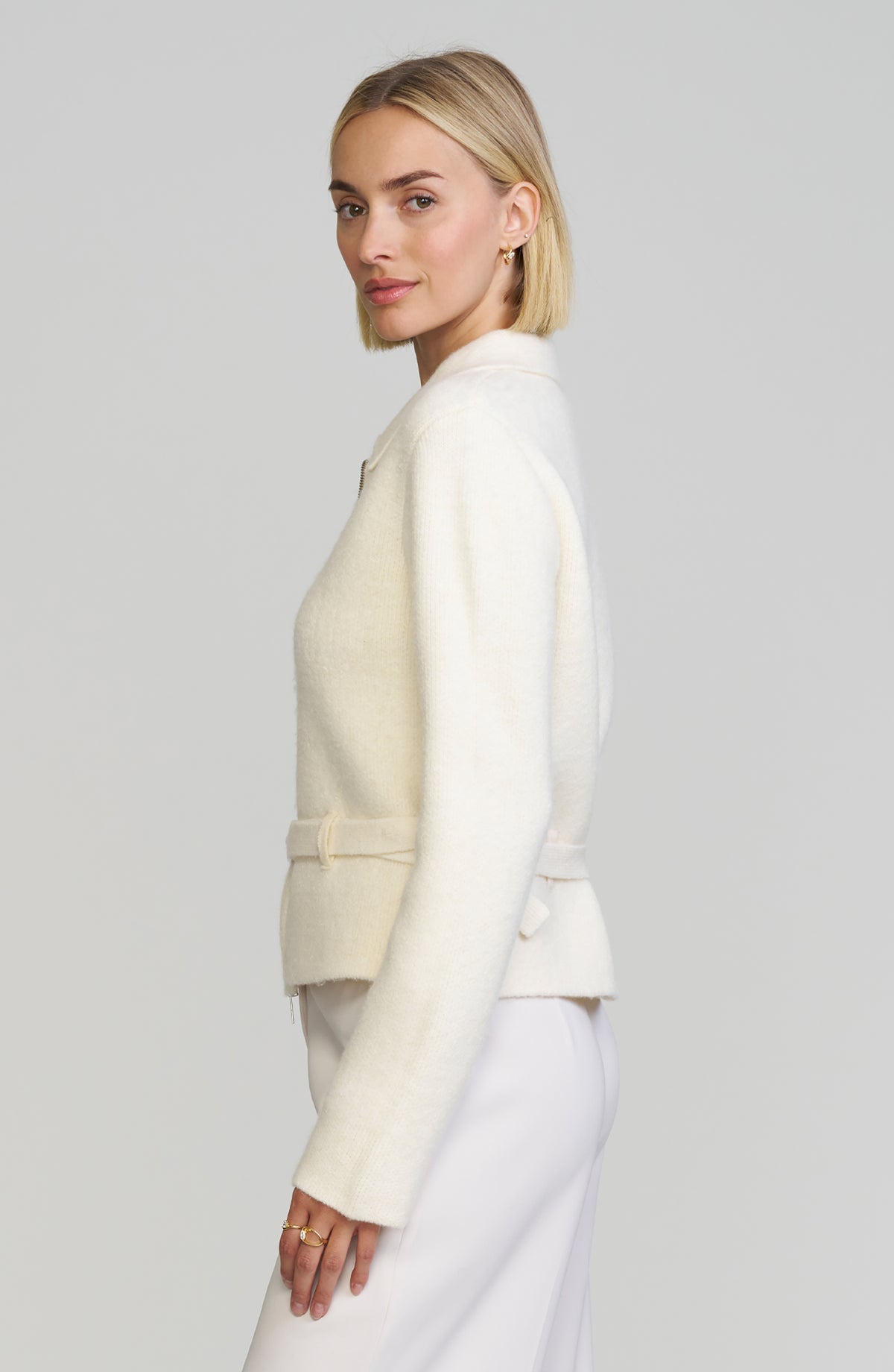 Belted Zip Sweater