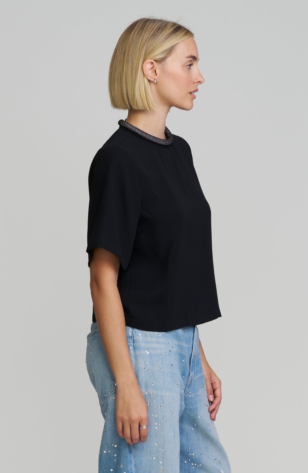 Embellished Neckline Top