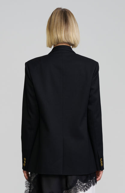 Gold-Button Double-Breasted Blazer