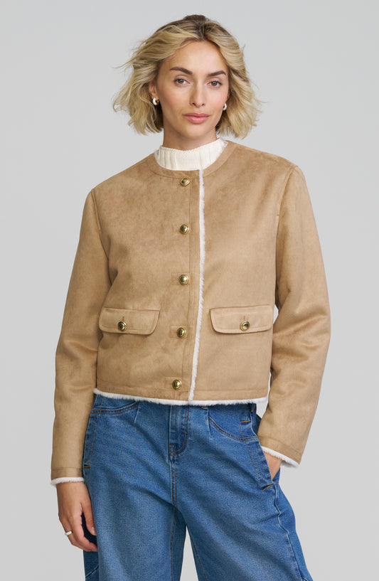 Faux Shearling Cropped Jacket