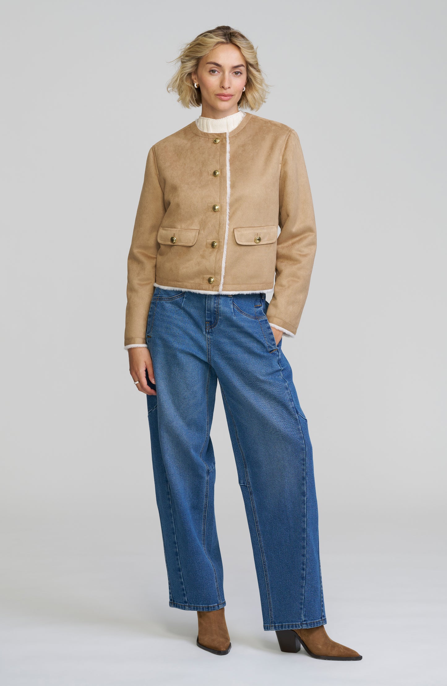 Faux Shearling Cropped Jacket