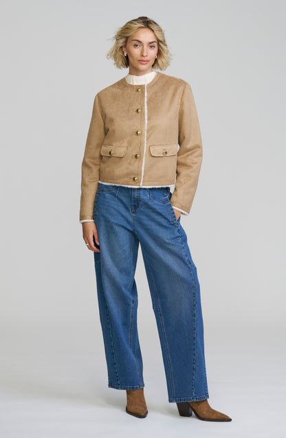 Faux Shearling Cropped Jacket