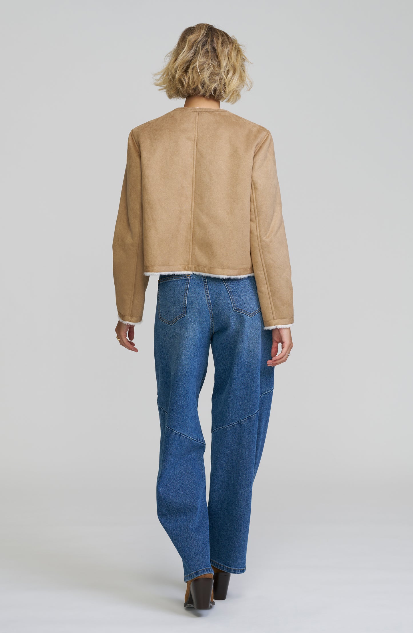 Faux Shearling Cropped Jacket