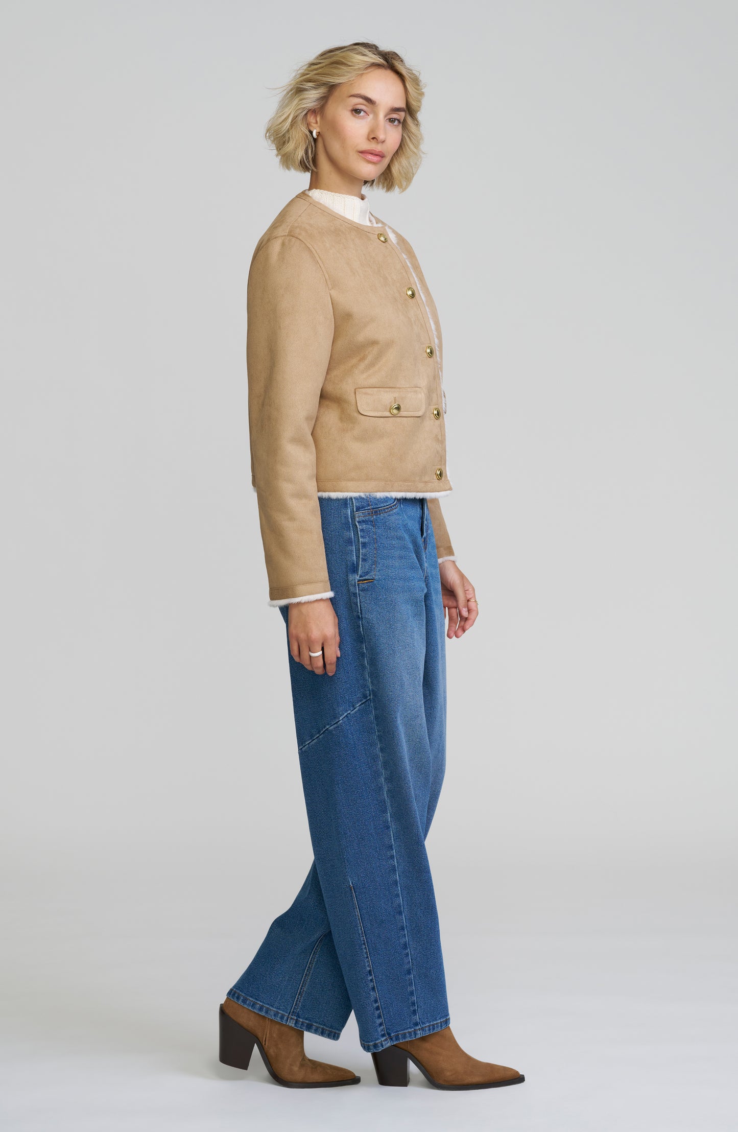 Faux Shearling Cropped Jacket