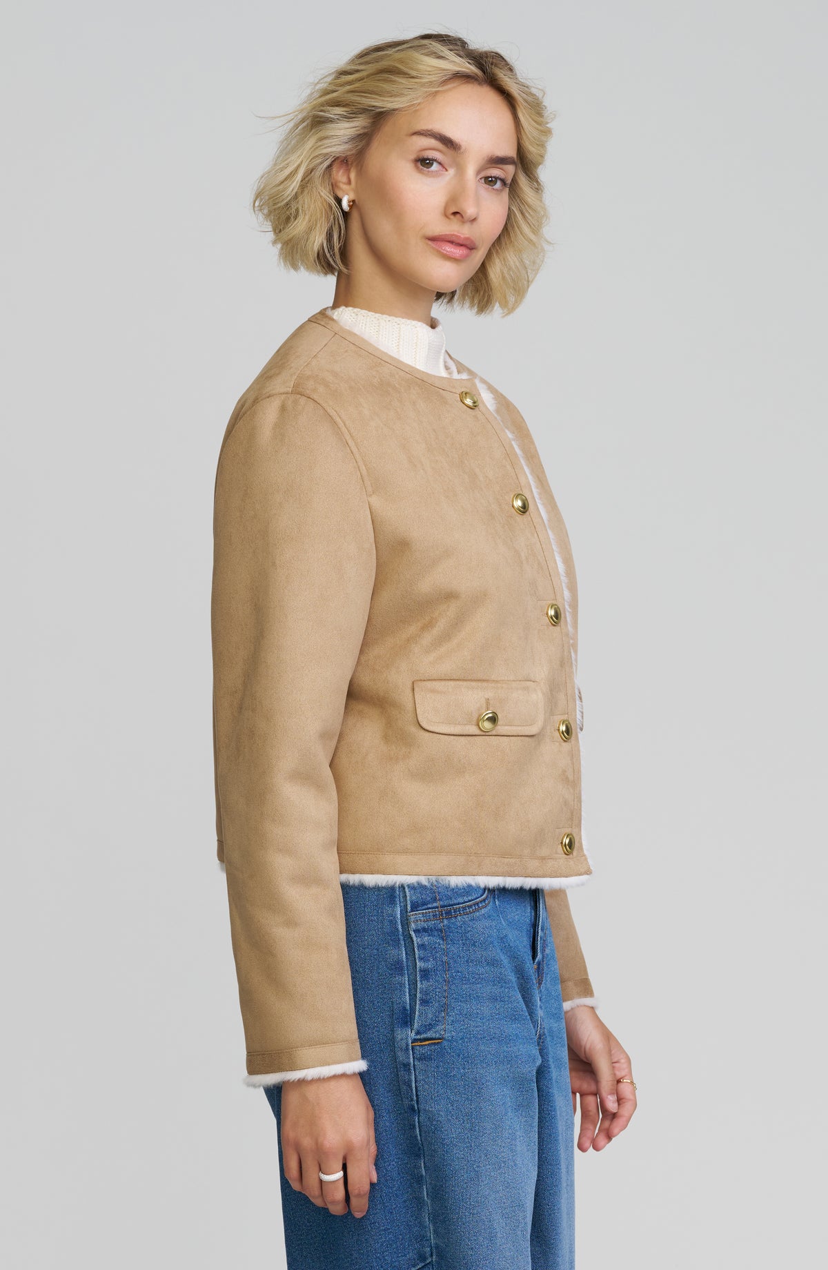 Faux Shearling Cropped Jacket