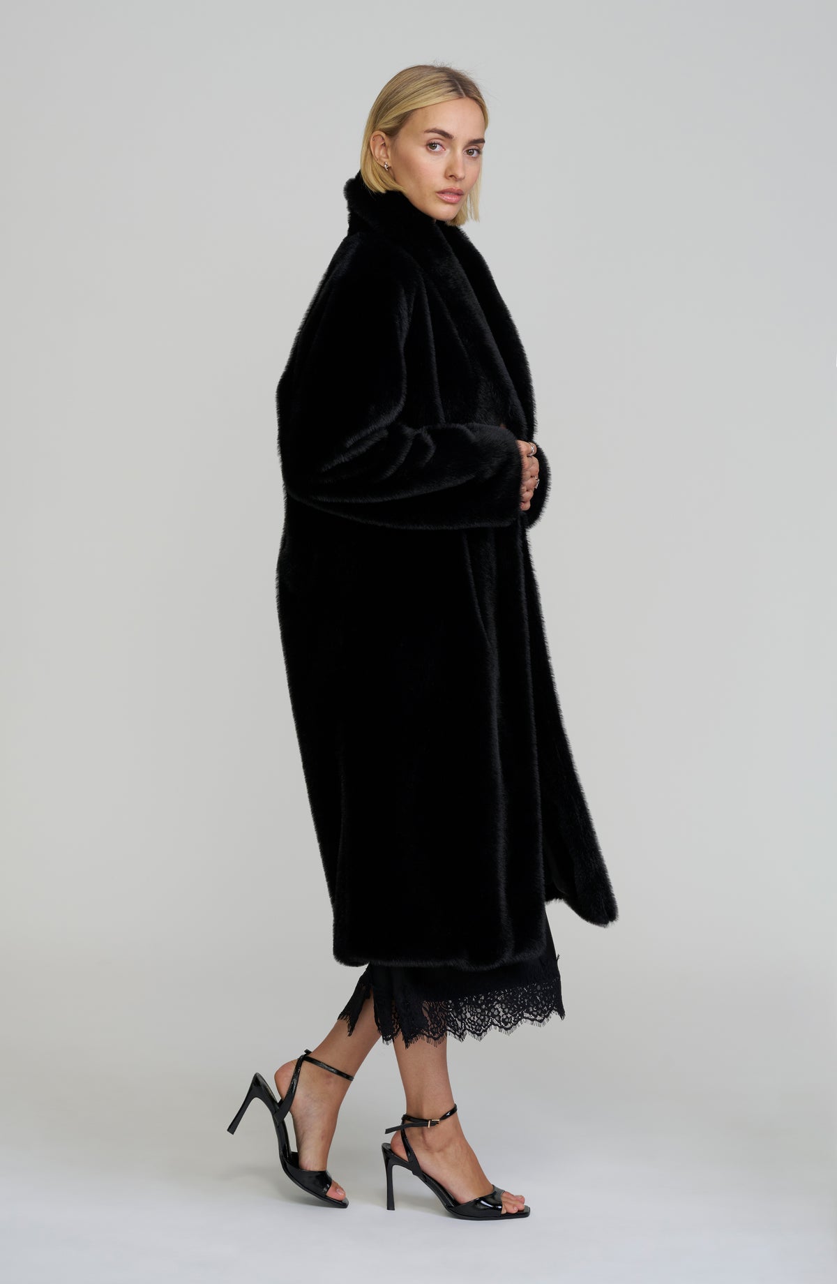 Faux Fur Full Length Coat