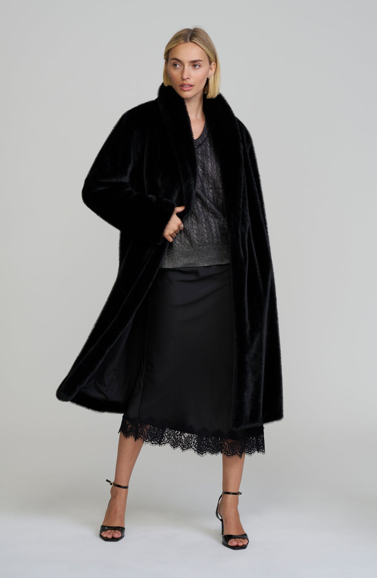 Faux Fur Full Length Coat