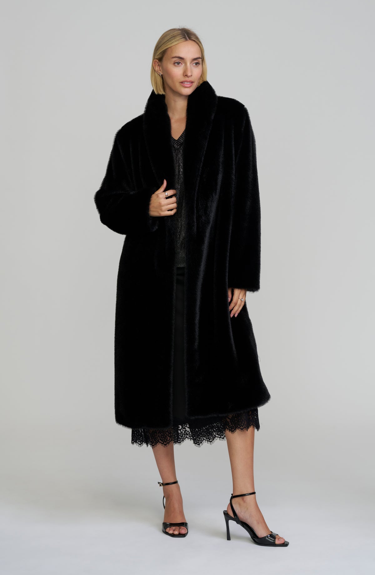 Faux Fur Full Length Coat