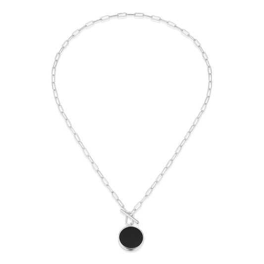 Lustre Black Agate Toggle Necklace
