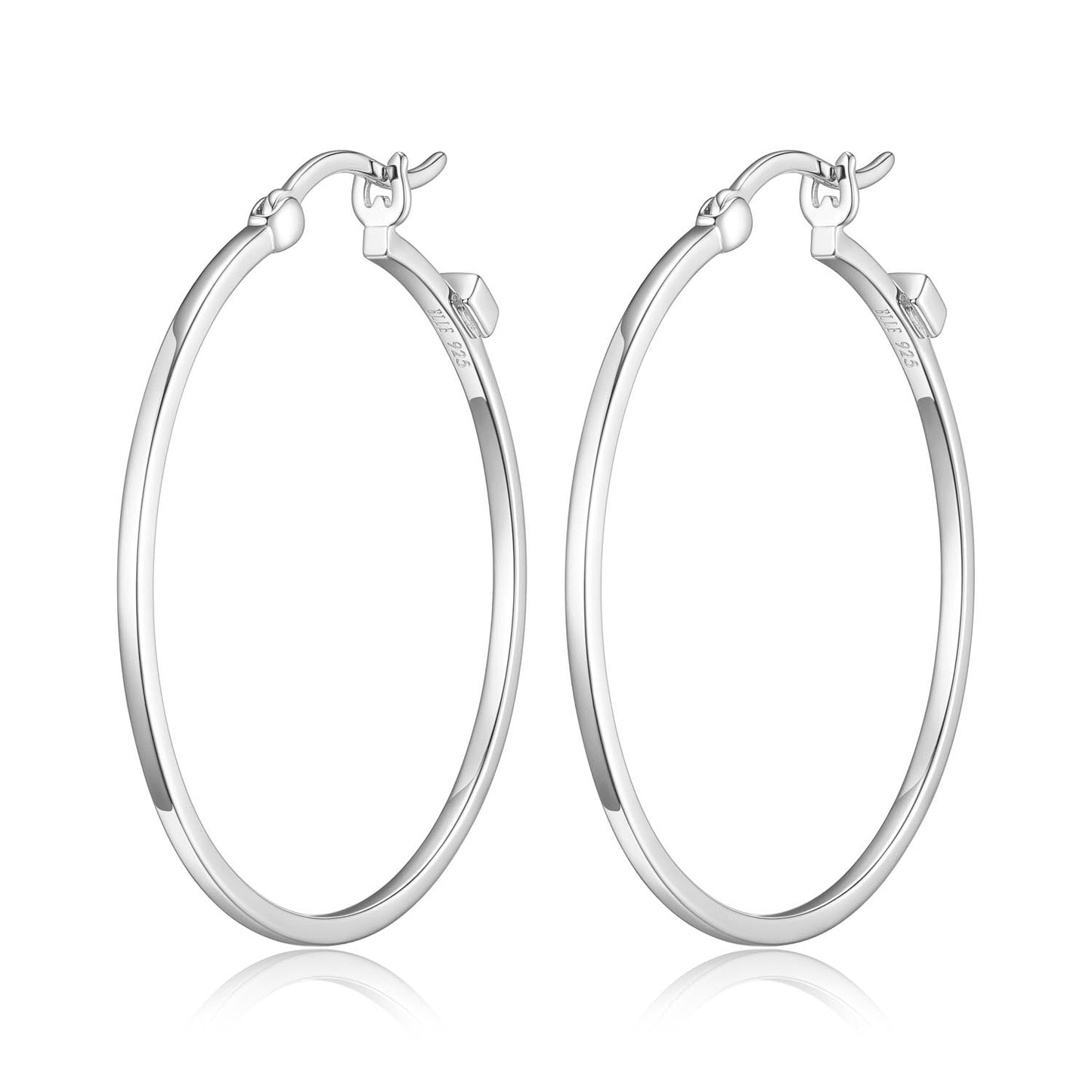 Essential 35mm Rhodium Hoop Earrlings