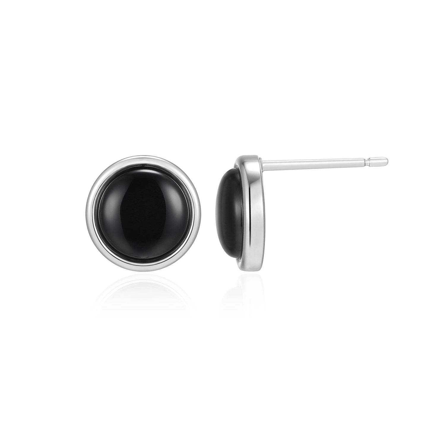 Lustre Black Agate Stud Earring